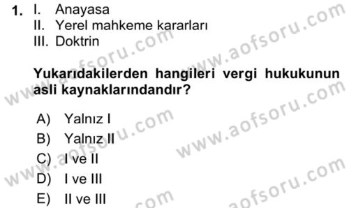 Gayrimenkullerde Vergilendirme Dersi 2018 - 2019 Yılı (Vize) Ara Sınav Soruları 1. Soru