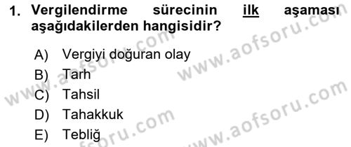 Gayrimenkullerde Vergilendirme Dersi 2018 - 2019 Yılı Yaz Okulu Sınav Soruları 1. Soru