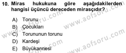 Gayrimenkullerde Vergilendirme Dersi 2018 - 2019 Yılı Yaz Okulu Sınav Soruları 10. Soru