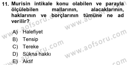 Gayrimenkullerde Vergilendirme Dersi 2018 - 2019 Yılı Yaz Okulu Sınav Soruları 11. Soru