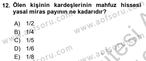 Gayrimenkullerde Vergilendirme Dersi 2018 - 2019 Yılı Yaz Okulu Sınav Soruları 12. Soru