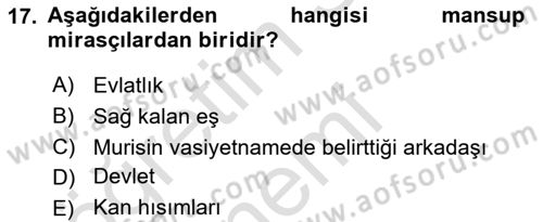 Gayrimenkullerde Vergilendirme Dersi Ara Sınavı Deneme Sınav Soruları 17. Soru