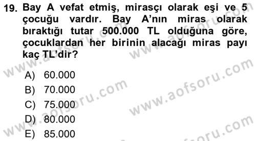 Gayrimenkullerde Vergilendirme Dersi 2019 - 2020 Yılı (Vize) Ara Sınav Soruları 19. Soru