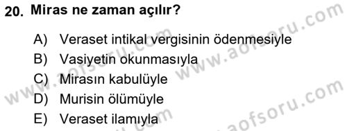 Gayrimenkullerde Vergilendirme Dersi 2019 - 2020 Yılı (Vize) Ara Sınav Soruları 20. Soru