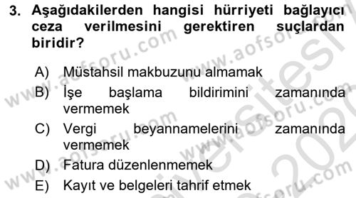 Gayrimenkullerde Vergilendirme Dersi Ara Sınavı Deneme Sınav Soruları 3. Soru