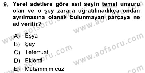 Gayrimenkullerde Vergilendirme Dersi 2019 - 2020 Yılı (Vize) Ara Sınav Soruları 9. Soru
