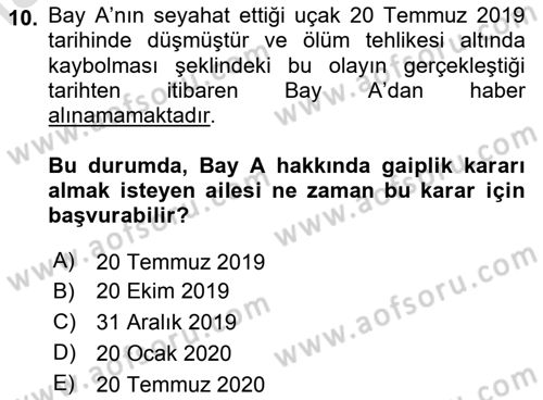 Gayrimenkullerde Vergilendirme Dersi 2020 - 2021 Yılı Yaz Okulu Sınav Soruları 10. Soru