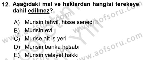 Gayrimenkullerde Vergilendirme Dersi 2020 - 2021 Yılı Yaz Okulu Sınav Soruları 12. Soru