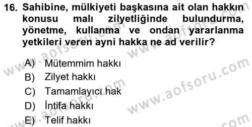 Gayrimenkullerde Vergilendirme Dersi 2020 - 2021 Yılı Yaz Okulu Sınav Soruları 16. Soru