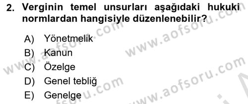Gayrimenkullerde Vergilendirme Dersi 2020 - 2021 Yılı Yaz Okulu Sınav Soruları 2. Soru