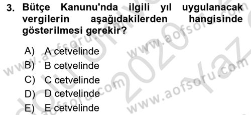 Gayrimenkullerde Vergilendirme Dersi 2020 - 2021 Yılı Yaz Okulu Sınav Soruları 3. Soru