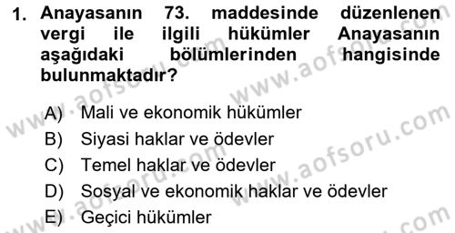 Gayrimenkullerde Vergilendirme Dersi 2021 - 2022 Yılı (Vize) Ara Sınav Soruları 1. Soru