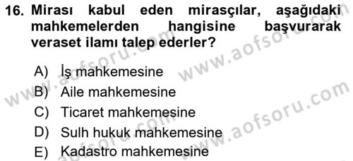 Gayrimenkullerde Vergilendirme Dersi 2021 - 2022 Yılı (Vize) Ara Sınav Soruları 16. Soru