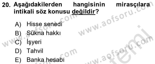 Gayrimenkullerde Vergilendirme Dersi Ara Sınavı Deneme Sınav Soruları 20. Soru