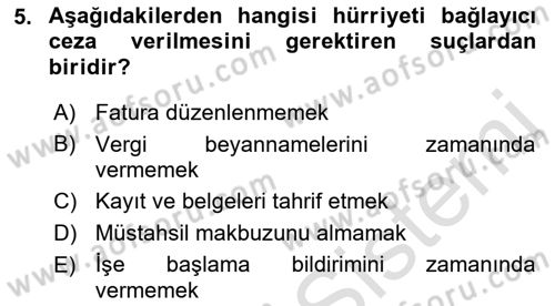 Gayrimenkullerde Vergilendirme Dersi Ara Sınavı Deneme Sınav Soruları 5. Soru