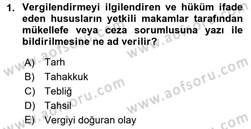 Gayrimenkullerde Vergilendirme Dersi 2021 - 2022 Yılı Yaz Okulu Sınav Soruları 1. Soru