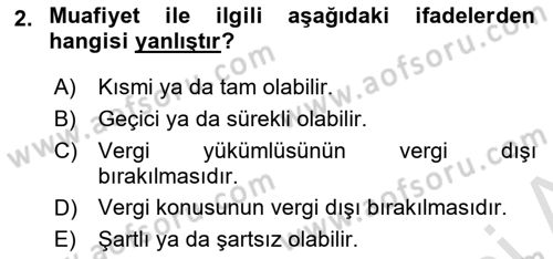 Gayrimenkullerde Vergilendirme Dersi 2021 - 2022 Yılı Yaz Okulu Sınav Soruları 2. Soru