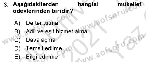 Gayrimenkullerde Vergilendirme Dersi 2021 - 2022 Yılı Yaz Okulu Sınav Soruları 3. Soru