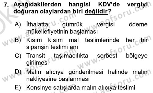 Gayrimenkullerde Vergilendirme Dersi 2021 - 2022 Yılı Yaz Okulu Sınav Soruları 7. Soru