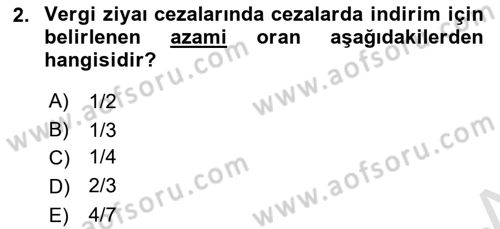 Gayrimenkullerde Vergilendirme Dersi Ara Sınavı Deneme Sınav Soruları 2. Soru