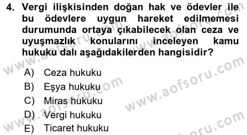 Gayrimenkullerde Vergilendirme Dersi 2022 - 2023 Yılı (Vize) Ara Sınav Soruları 4. Soru