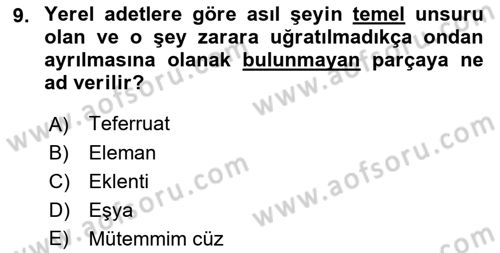 Gayrimenkullerde Vergilendirme Dersi Ara Sınavı Deneme Sınav Soruları 9. Soru