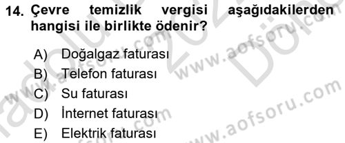 Gayrimenkullerde Vergilendirme Dersi 2022 - 2023 Yılı (Final) Dönem Sonu Sınav Soruları 14. Soru