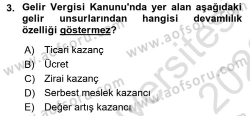 Gayrimenkullerde Vergilendirme Dersi 2022 - 2023 Yılı (Final) Dönem Sonu Sınav Soruları 3. Soru