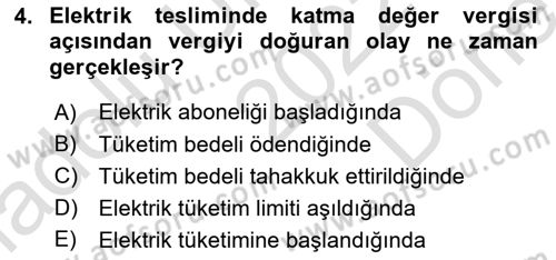 Gayrimenkullerde Vergilendirme Dersi 2022 - 2023 Yılı (Final) Dönem Sonu Sınav Soruları 4. Soru