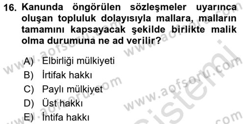 Gayrimenkullerde Vergilendirme Dersi 2022 - 2023 Yılı Yaz Okulu Sınav Soruları 16. Soru