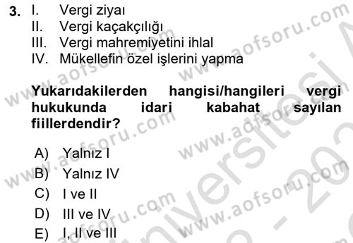 Gayrimenkullerde Vergilendirme Dersi 2022 - 2023 Yılı Yaz Okulu Sınav Soruları 3. Soru