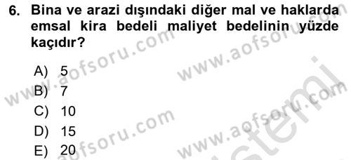 Gayrimenkullerde Vergilendirme Dersi 2022 - 2023 Yılı Yaz Okulu Sınav Soruları 6. Soru