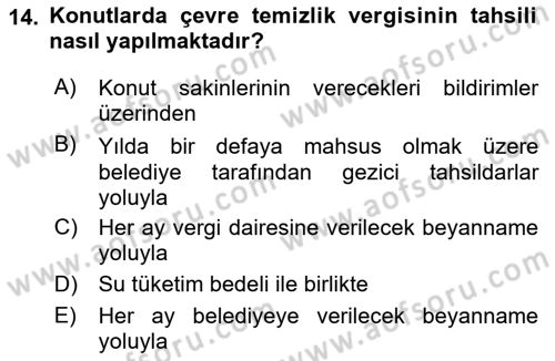 Gayrimenkullerde Vergilendirme Dersi 2023 - 2024 Yılı (Final) Dönem Sonu Sınav Soruları 14. Soru
