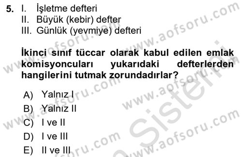 Gayrimenkullerde Vergilendirme Dersi 2023 - 2024 Yılı (Final) Dönem Sonu Sınav Soruları 5. Soru