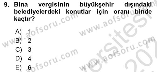 Gayrimenkullerde Vergilendirme Dersi 2023 - 2024 Yılı (Final) Dönem Sonu Sınav Soruları 9. Soru