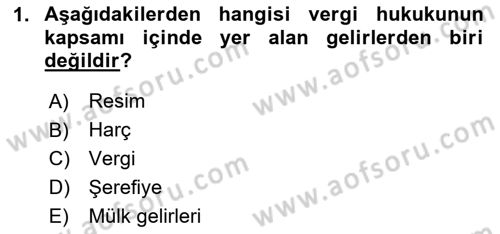 Gayrimenkullerde Vergilendirme Dersi Ara Sınavı Deneme Sınav Soruları 1. Soru