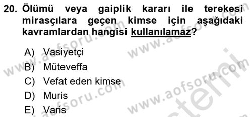Gayrimenkullerde Vergilendirme Dersi 2024 - 2025 Yılı (Vize) Ara Sınav Soruları 20. Soru