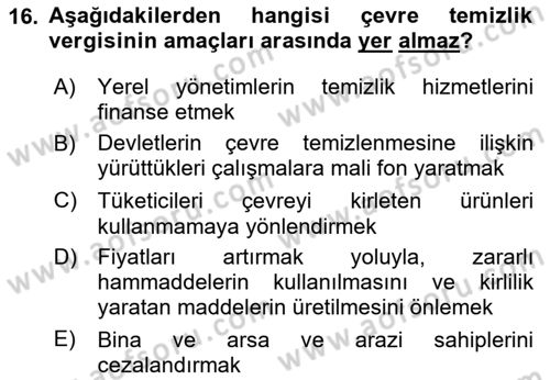 Gayrimenkullerde Vergilendirme Dersi 2024 - 2025 Yılı (Final) Dönem Sonu Sınav Soruları 16. Soru