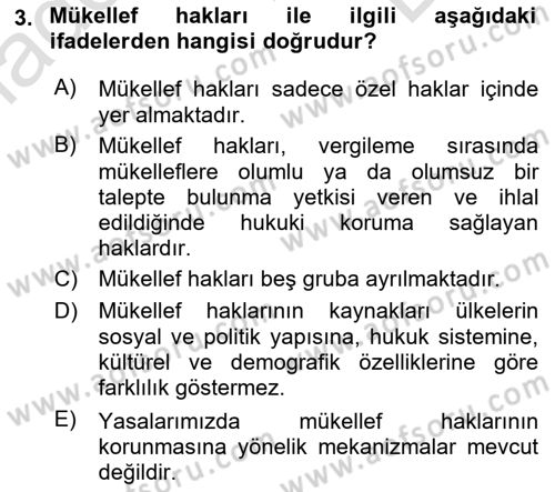 Gayrimenkullerde Vergilendirme Dersi 2024 - 2025 Yılı (Final) Dönem Sonu Sınav Soruları 3. Soru