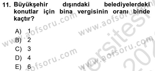 Gayrimenkullerde Vergilendirme Dersi 2025 - 2026 Yılı (Final) Dönem Sonu Sınav Soruları 11. Soru