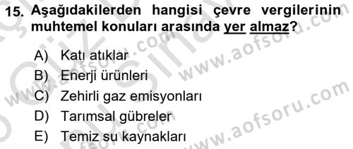 Gayrimenkullerde Vergilendirme Dersi 2025 - 2026 Yılı (Final) Dönem Sonu Sınav Soruları 15. Soru