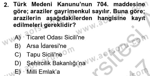 Emlak Yönetimi ve Pazarlaması Dersi 2016 - 2017 Yılı (Vize) Ara Sınavı 2. Soru