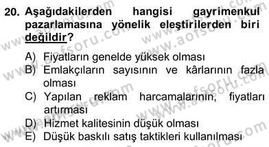 Gayrimenkul Yönetiminde Mesleki Etik Dersi 2012 - 2013 Yılı (Vize) Ara Sınav Soruları 20. Soru