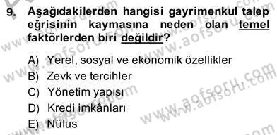 Gayrimenkul Yönetiminde Mesleki Etik Dersi 2013 - 2014 Yılı (Vize) Ara Sınav Soruları 9. Soru