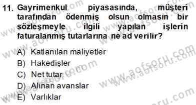 Gayrimenkul Yönetiminde Mesleki Etik Dersi 2013 - 2014 Yılı (Final) Dönem Sonu Sınav Soruları 11. Soru