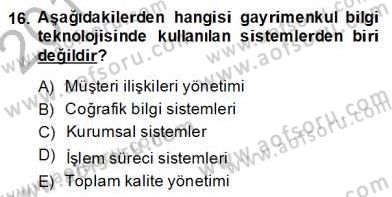 Gayrimenkul Yönetiminde Mesleki Etik Dersi 2013 - 2014 Yılı (Final) Dönem Sonu Sınav Soruları 16. Soru