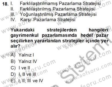 Gayrimenkul Yönetiminde Mesleki Etik Dersi 2014 - 2015 Yılı (Vize) Ara Sınav Soruları 18. Soru