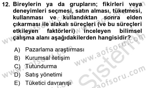 Emlak Pazarlaması Dersi 2024 - 2025 Yılı (Vize) Ara Sınav Soruları 12. Soru