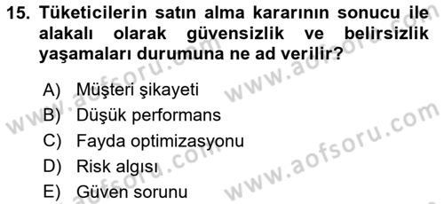Emlak Pazarlaması Dersi 2024 - 2025 Yılı (Vize) Ara Sınav Soruları 15. Soru
