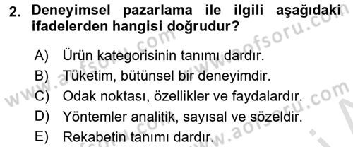 Emlak Pazarlaması Dersi 2024 - 2025 Yılı (Vize) Ara Sınav Soruları 2. Soru